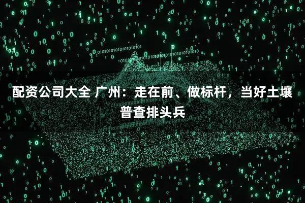 配资公司大全 广州：走在前、做标杆，当好土壤普查排头兵